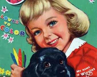 Vintage Coloring Book Digital Download Janie Loves to Color PDF Printable