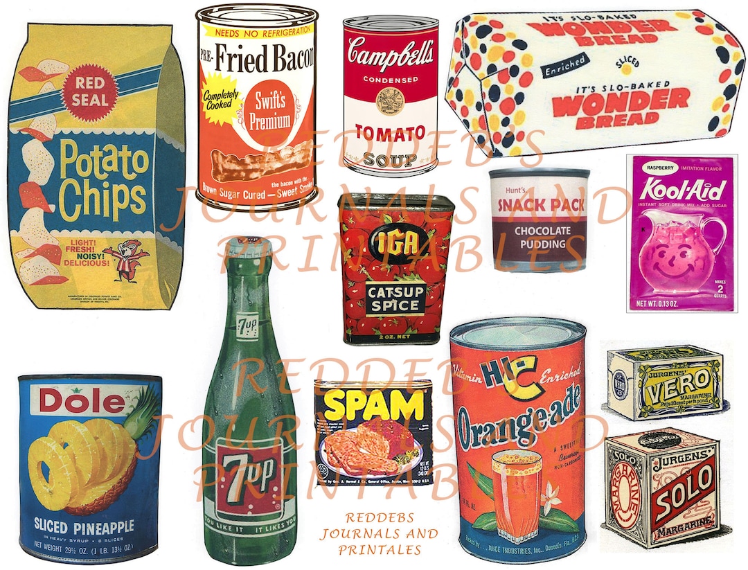 Vintage Food Clip Art, Recipe Journal, Cookbook Clip Art, Digital