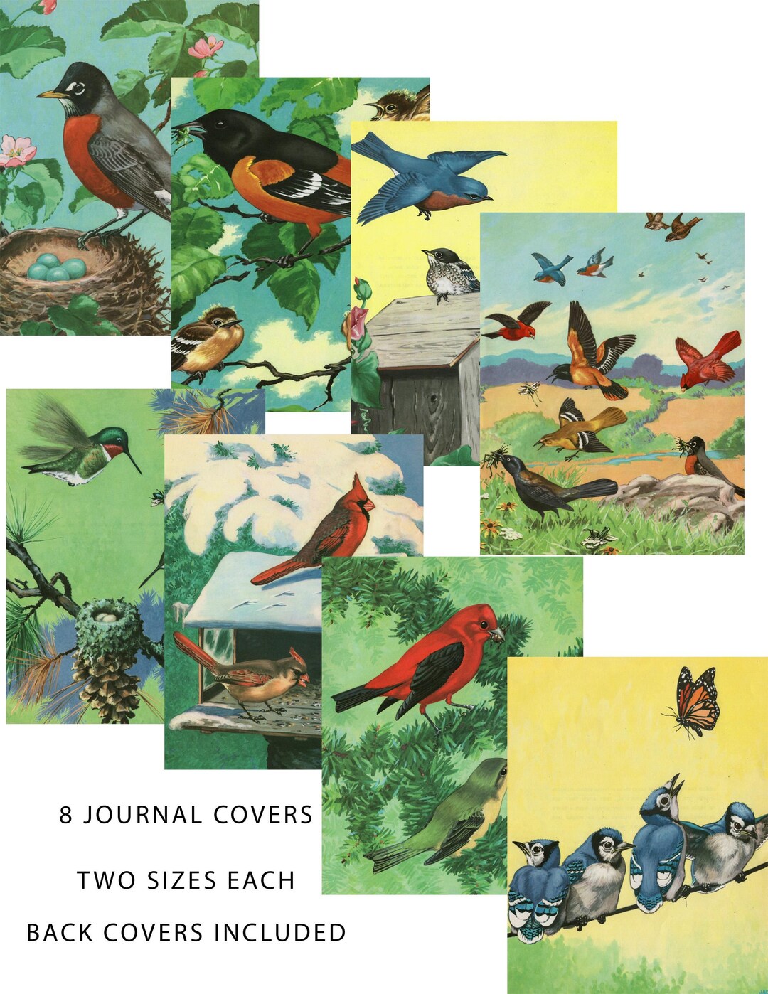 Vintage Bird Journal Covers: Printable Ephemera, Scrapbook Art (digital ...