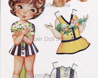 Conjunto de bonecas de papel: 3 bonecas, 14 roupas - itens efêmeros para impressão (download digital)