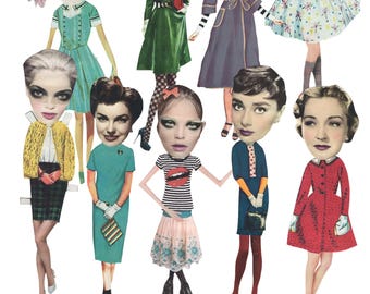 Mixed Media Paper Dolls: Junk Journal & Collage PNG/JPEG (Digital Download)