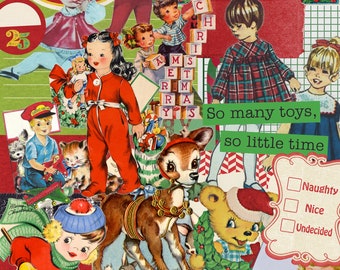 Vintage Christmas Clip Art: Junk Journal Kit (PDF & JPEG)