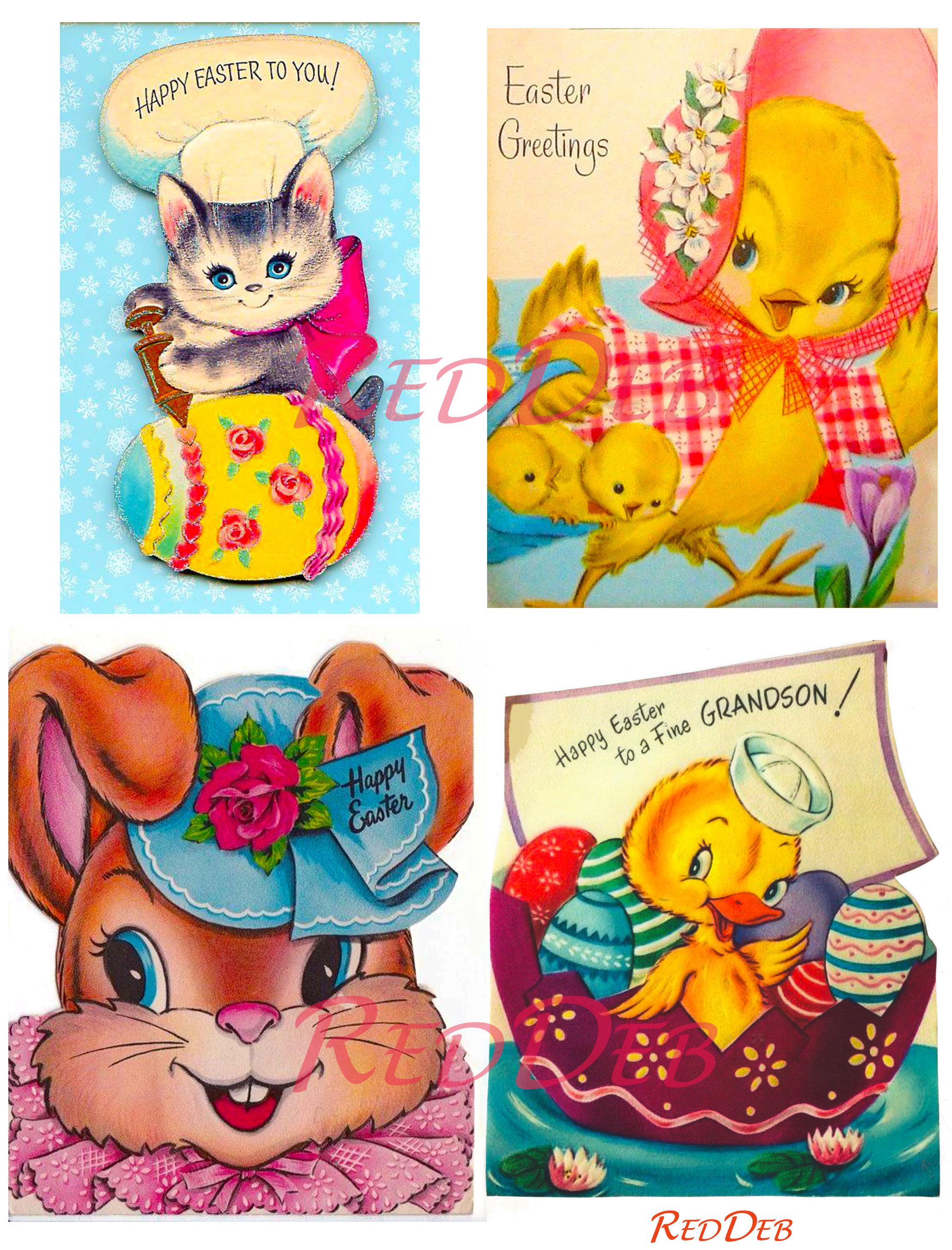 65 Vintage Easter Cards Digital Download PDF and JPEG Collage Sheets - Etsy
