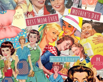 Retro Mother's Day Clip Art: Vintage Scrapbooking Images (Digital Download)