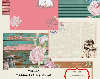 Kit imprimible de diario basura para hermanas: Páginas florales para álbum de recortes (descarga digital)