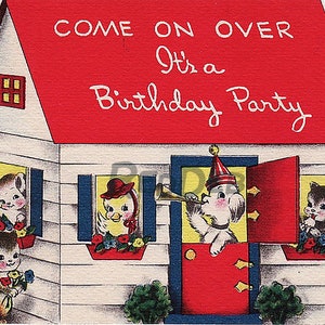Vintage Birthday Party Invitation: Printable Animal Card (JPEG, PNG)