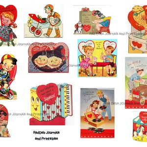 Vintage Valentinstag Bilder: Collage Sheets zum Ausdrucken (Digitaler Download)