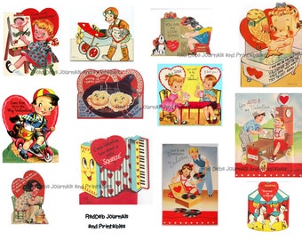 Valentine Collage Sheets Vintage Valentine Images Digital Collage Sheet Printable Vintage graphics, Printable Collage Sheet
