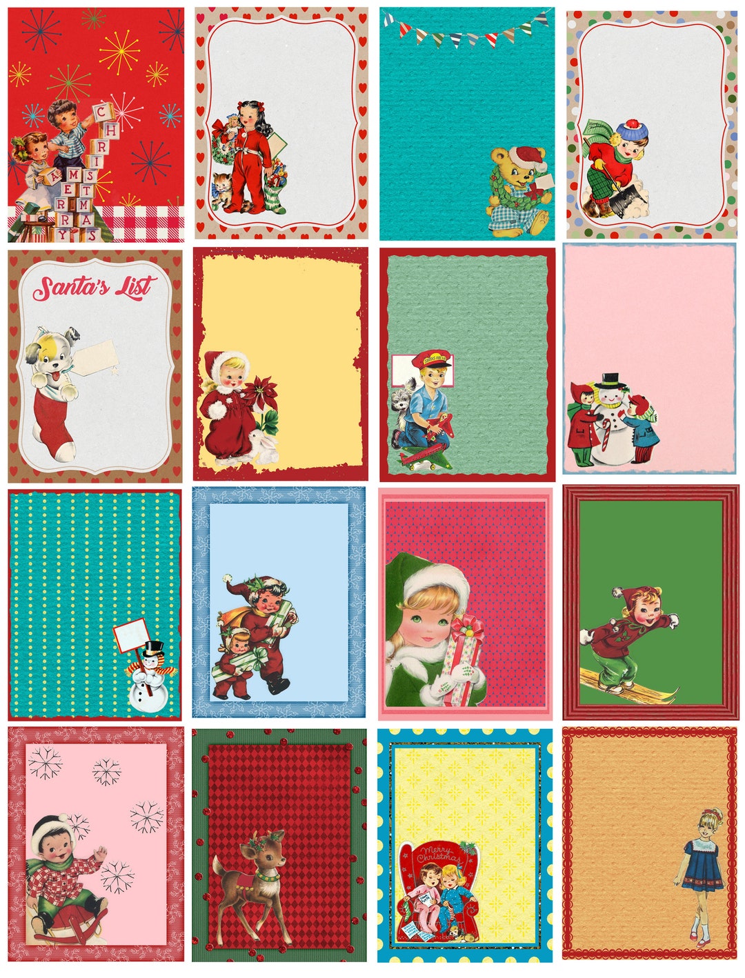 Christmas Journaling Cards, Journal Printables, Journal Ephemera