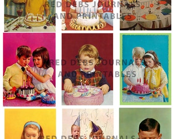 Vintage Birthday Gift Tags: Printable ATC Collage Sheet (PDF/JPEG)