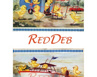 Vintage Spring Chicks Postcards Digital Download PDF and JPEG