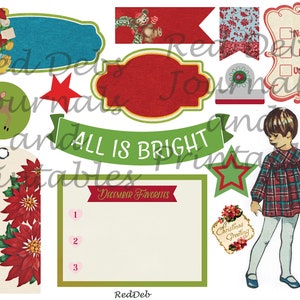 Imágenes prediseñadas navideñas vintage: Kit de diario basura (PDF y JPEG) imagen 5