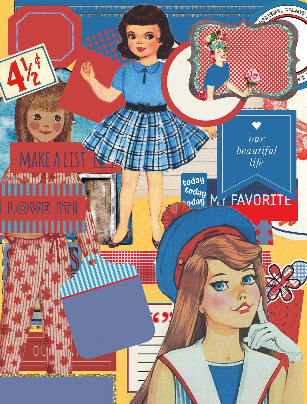 Printable Junk Journal Ephemera: Vintage Collage Sheets (PDF & JPEG ...