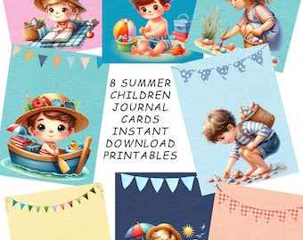 Summer Kids Journal Cards: Scrapbook Collage Sheets (PDF & JPEG)