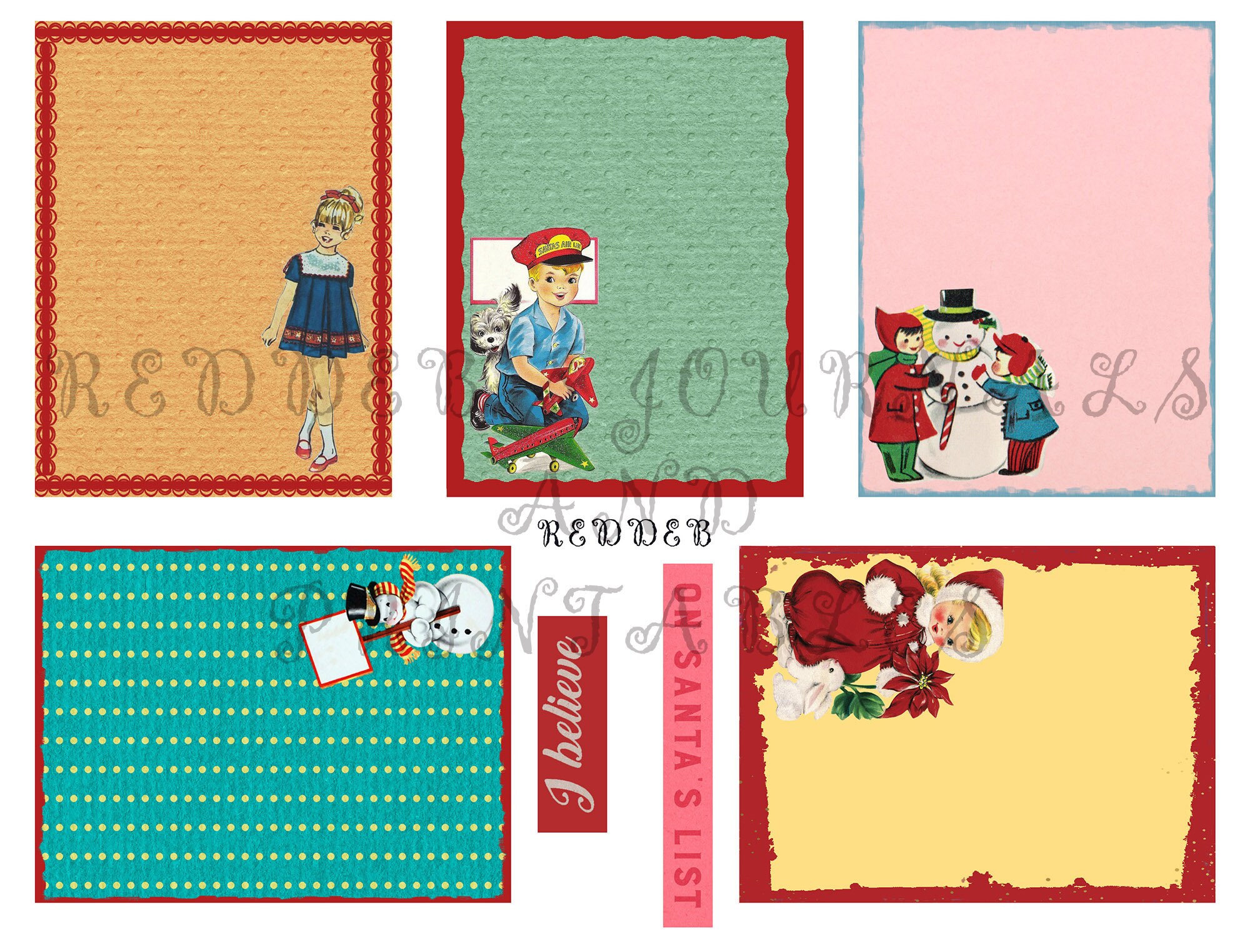 Christmas Journaling Cards, Journal Printables, Journal Ephemera ...