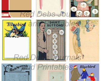 Vintage Button Cards Gift Tags - ATC - Digital Collage Sheet - Instant PDF/JPEG Download - Scrapbooking - Crafting - 300 dpi - Clip Art