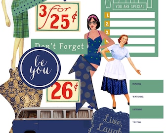 Junk Journal Ephemera Kit - Collage Sheets - Vintage Clip Art - Junk Journal Supplies - Junk Journal Printables - Scrapbooking - PDF and JPG