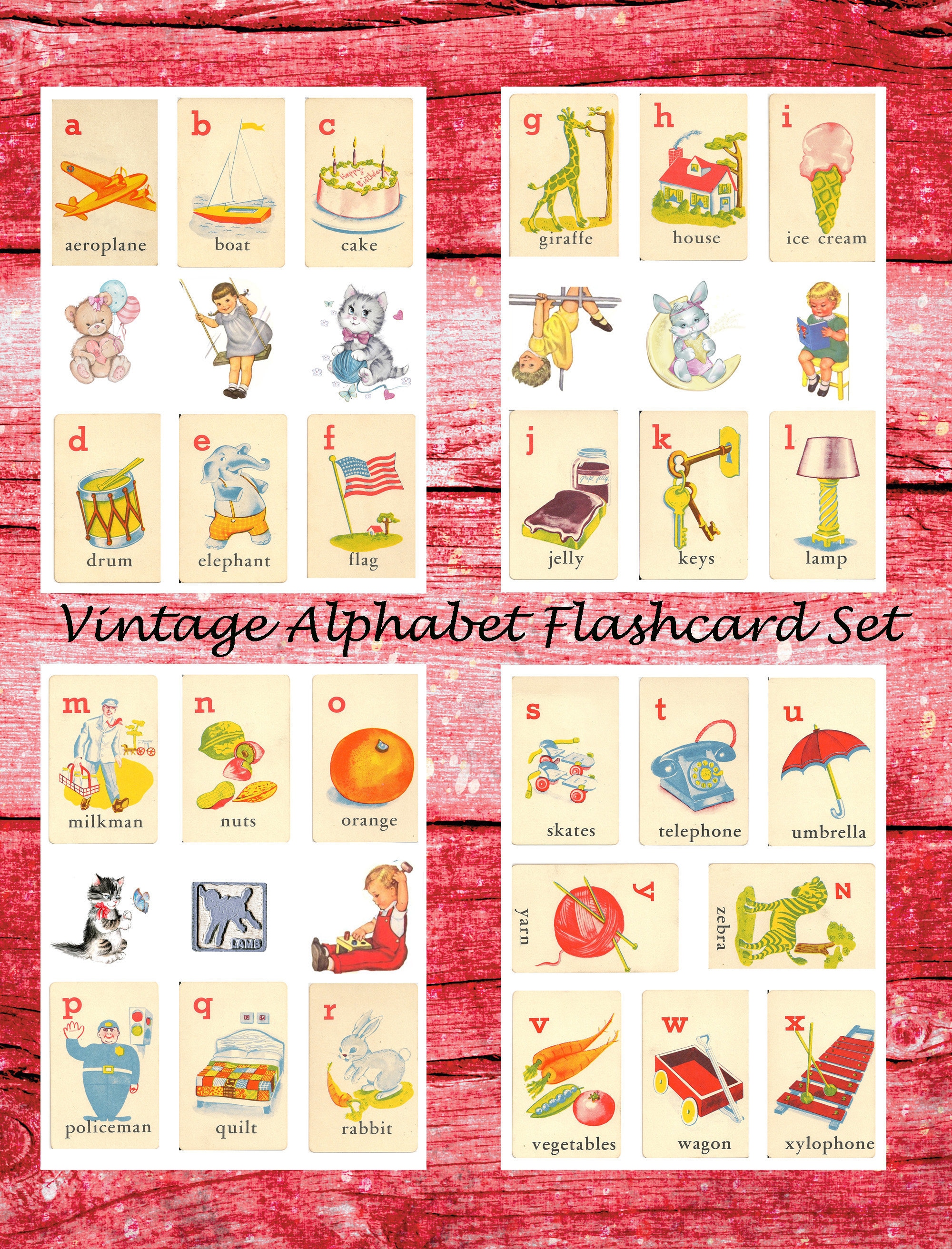 Vintage Alphabet Cards Printable