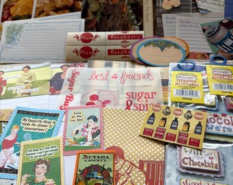 Over 75 pieces of Cooking Recipe Scrapbook Ephemera Junk Journal Starter Kit