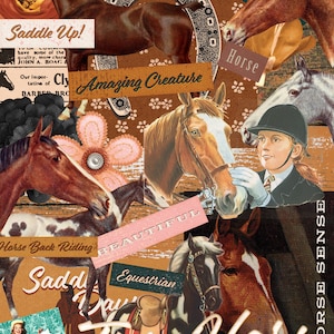 Horses Junk Journal Kit: Vintage Western Clip Art (Printable JPEG & PDF)