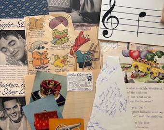 Kit de 45 piezas de efímeros vintage auténticos para scrapbooking, collage y diarios.