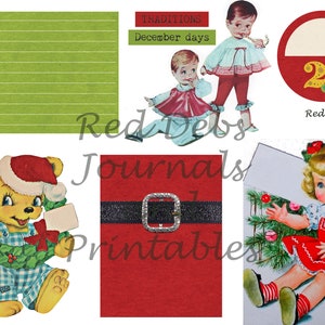 Imágenes prediseñadas navideñas vintage: Kit de diario basura (PDF y JPEG) imagen 4