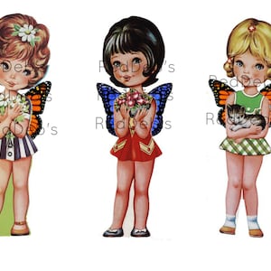 Dolls with Wings Printable Collage Sheet: Scrapbook Paper Crafts (Digital Download)