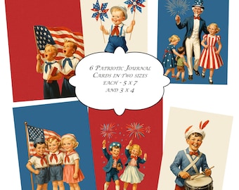 Cartes de visite patriotiques : embellissements de scrapbooking vintage du 4 juillet (téléchargement numérique)