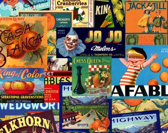 Printable Vintage Fruit Labels: Ephemera, Scrapbook Art (PDF & JPEG)