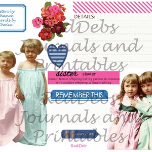 Sisters Junk Journal Kit, Collage Sheets, Sisters Clip Art, Instant ...