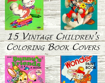 Vintage Easter Printable Children's Coloring Book Covers PDF and JPEG Collage Sheets
