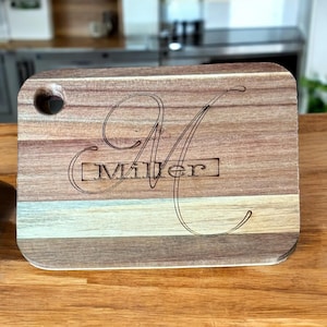 Personalized Mini Cutting Board with Name, Custom Monogram Cheese Board, Small Wood Charcuterie Gift, Housewarming or Wedding Gift