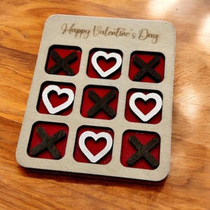 Interactive Personalized Wooden Valentines Tic Tac Toe Set for Kids - Unique Classroom Exchange Gift, Party Favors, Valentine&#39;s Day Fun
