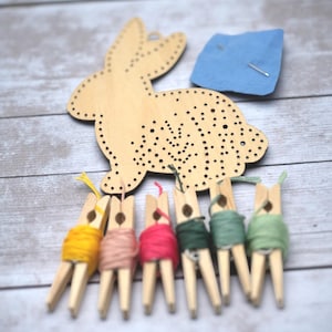 DIY Wooden Bunny Embroidery Kit: Easter Stitch Craft for Adults