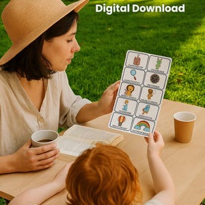 モンテッソーリごっこ遊びカード – お子様向け想像力を育む20のプリントアウトカード – ジャングルサファリ、ドラゴン、宇宙 – デジタルダウンロードPDF
