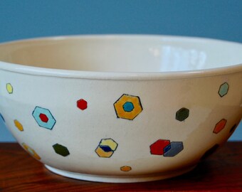 Multicolored Hexagons Serving Bowl