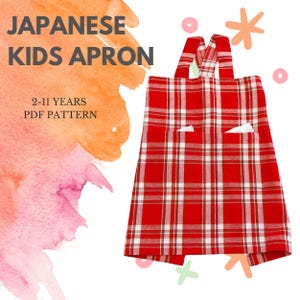 Japanese Kids Apron Sewing Pattern PDF - Easy DIY Apron Pattern for 2-11 Years - Digital Download
