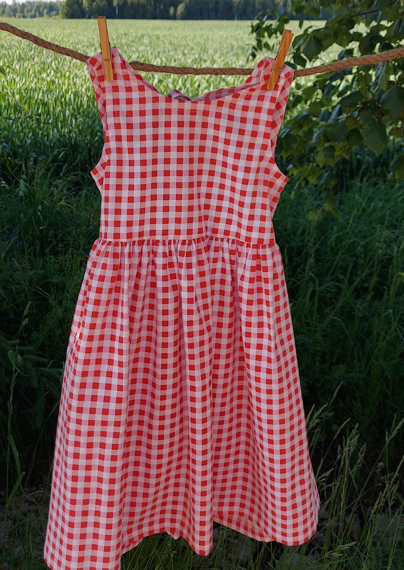 fitted lace wedding dress Unique Vintage Plus Size Red Gingham & White Ruffled Apron Swing Dress main image 0