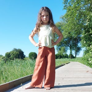 Bundle: PDF Patterns for Kids - Wide Leg Pants (Ages 2-6) and IVY Ruffle Top (Ages 0-6) - Unisex Pants & Girls&#39; Top - Easy Sewing in English