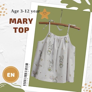 女の子用ノースリーブトップス PDF 縫製パターン | 3～12 歳向け DIY 子供用夏用ブラウス | 英語での即時デジタルダウンロード
