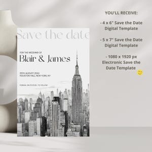 Modello di Save The Date di New York Foto Save The Date con foto Invito di nozze di New York Biglietto di nozze di New York Invito di nozze di New York Biglietto di nozze di New York