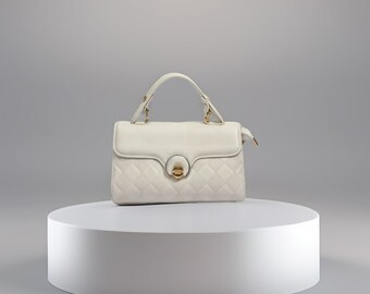 Borsa da donna in pelle fantasia oro bianco