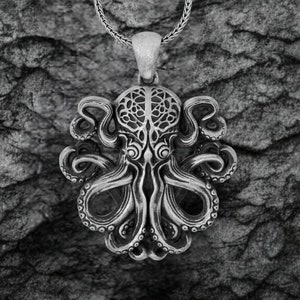 Viking Octopus Pendant Necklace For Sea Lovers, Intricate Nautical Jewelry For Men And Women, Unique Kraken Sterling Silver Octopus Gift
