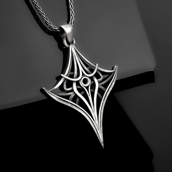 Art Nouveau Elegant Sterling Silver Pendant, Handcrafted Silver Elvish Necklace, Fantasy Inspired Jewelry for Him and Her, Christmas Gift