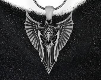 Sterling Silber Engel Flügel Anhänger - 37 mm Gothic Krieger Anhänger