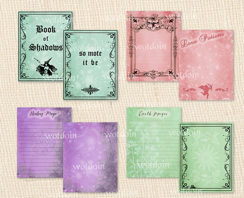 Book of Shadows Printable Journal Pages Witch Magic Digital Paper Download Stationery Healing Love Earth Wicca Grimoire Occult image 1