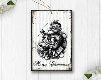 Santa Tags Christmas Gift Tags partij gunsten leveringen Vintage Xmas winter vakantie antieke afdrukbare geschenk zakken Candy digitale collage blad