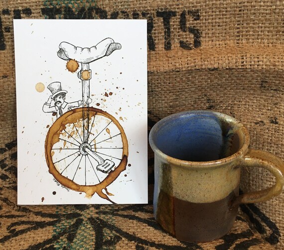 COFFEE Cup Stain Coffee Ring Art no Tipping 5x7 Giclée PRINT of 