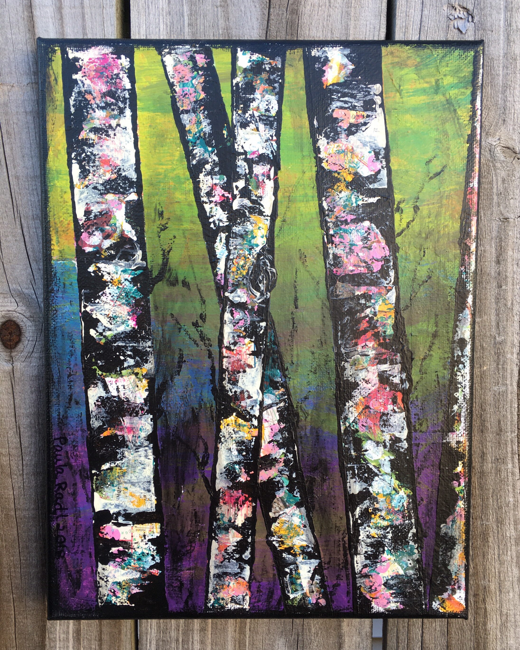 Original Acrylic Birch Tree Mixed Media paintingBirch at | Etsy