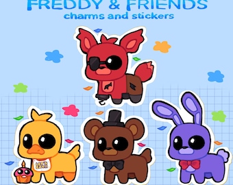 予約販売 | FNAF フレディ、ボニー、チカ、フォクシーのグリッターステッカー、キーチェーン、携帯チャーム